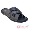 Papuci barbatesti din piele naturala gri + albastru MAR-176 Papuci barbatesti din piele naturala gri + albastru MAR-176