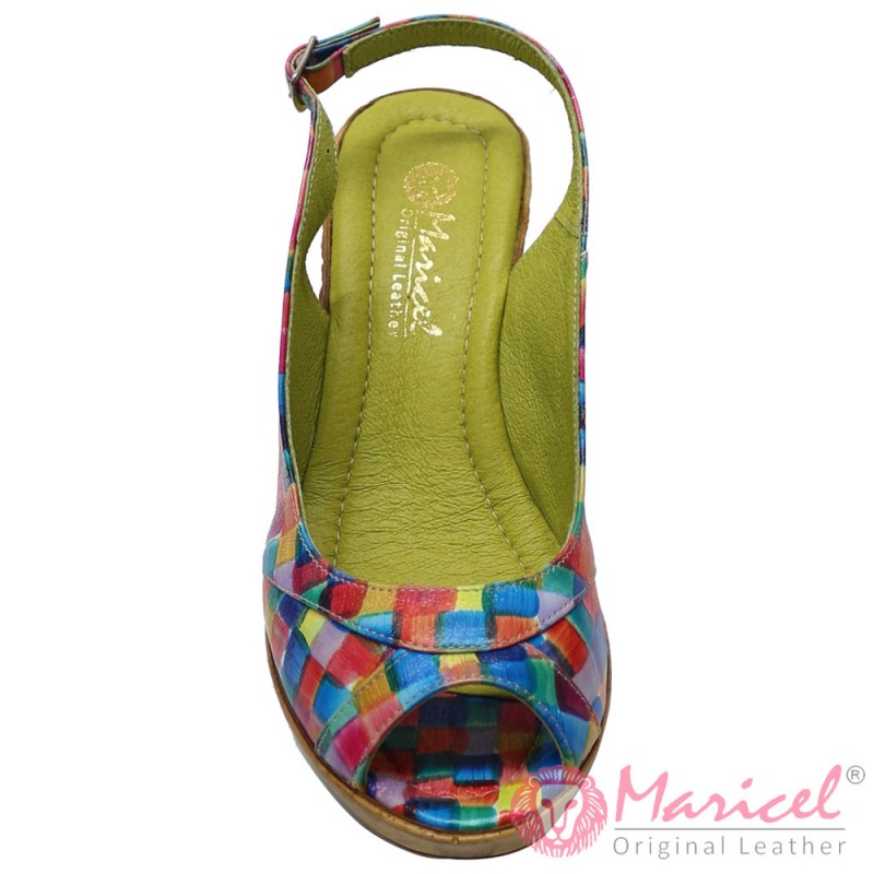 Sandale dama din piele naturala multicolora MAR-143
